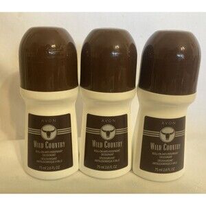3 Pack AVON Deodorant WILD COUNTRY 2.6 fl oz New Original ROLL-ON MADE IN USA